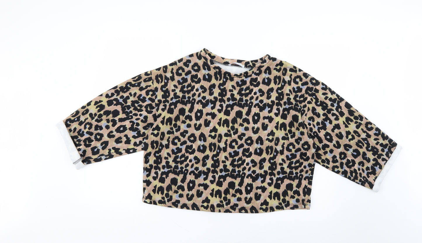 Zara Womens Brown Animal Print  Pullover Jumper Size L