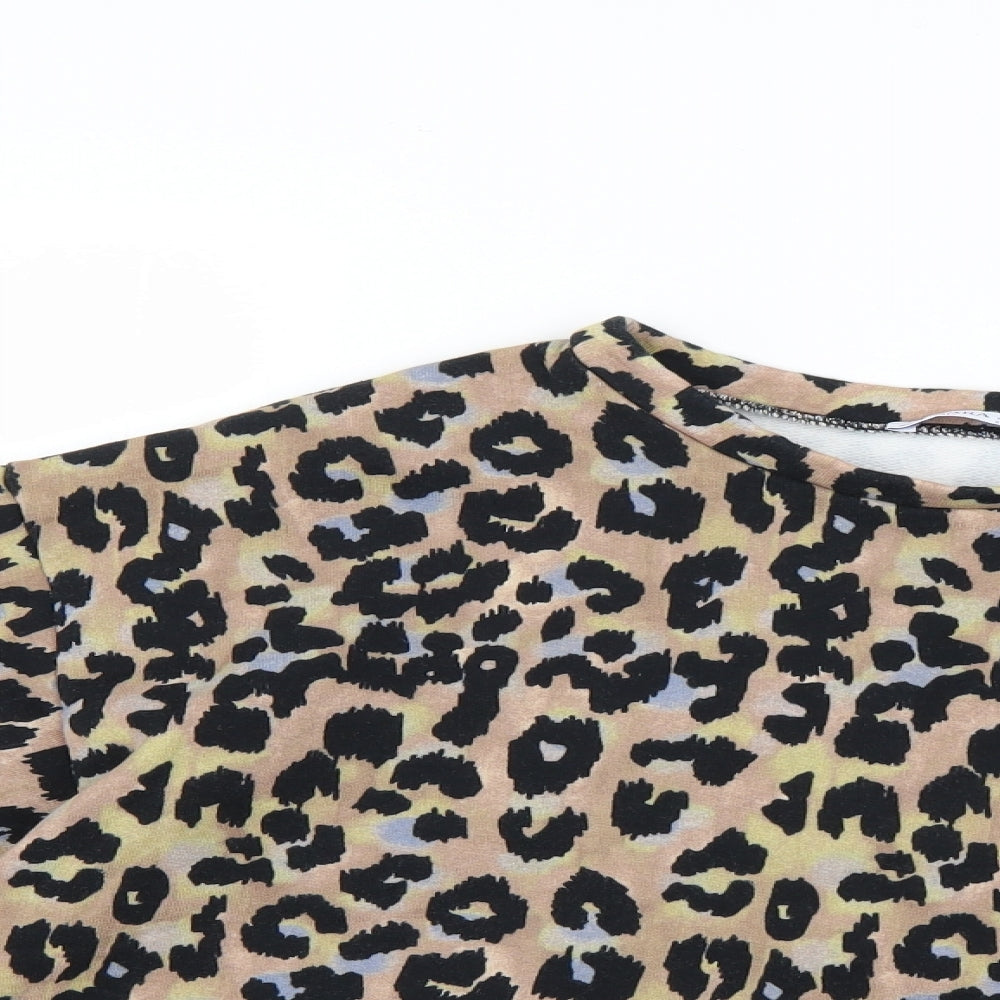 Zara Womens Brown Animal Print  Pullover Jumper Size L