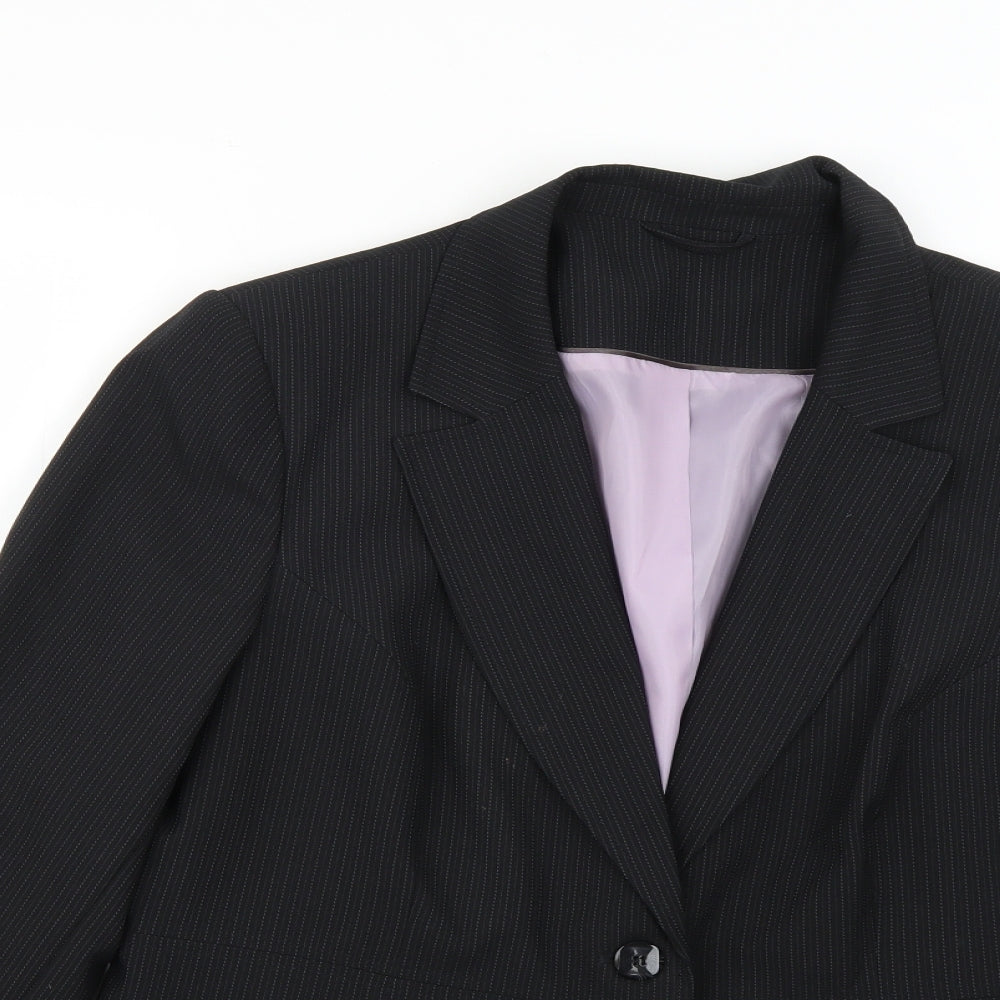 F&F Womens Black Striped  Jacket Blazer Size 18