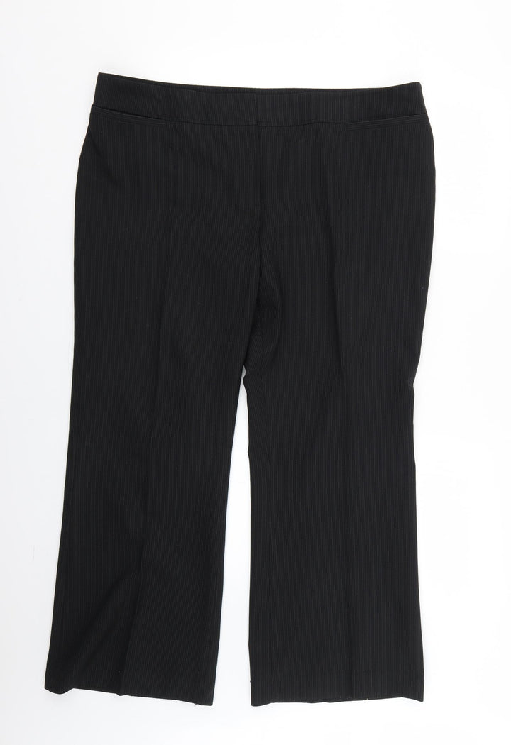F&F Womens Black Striped Trousers Size 18 L25 in