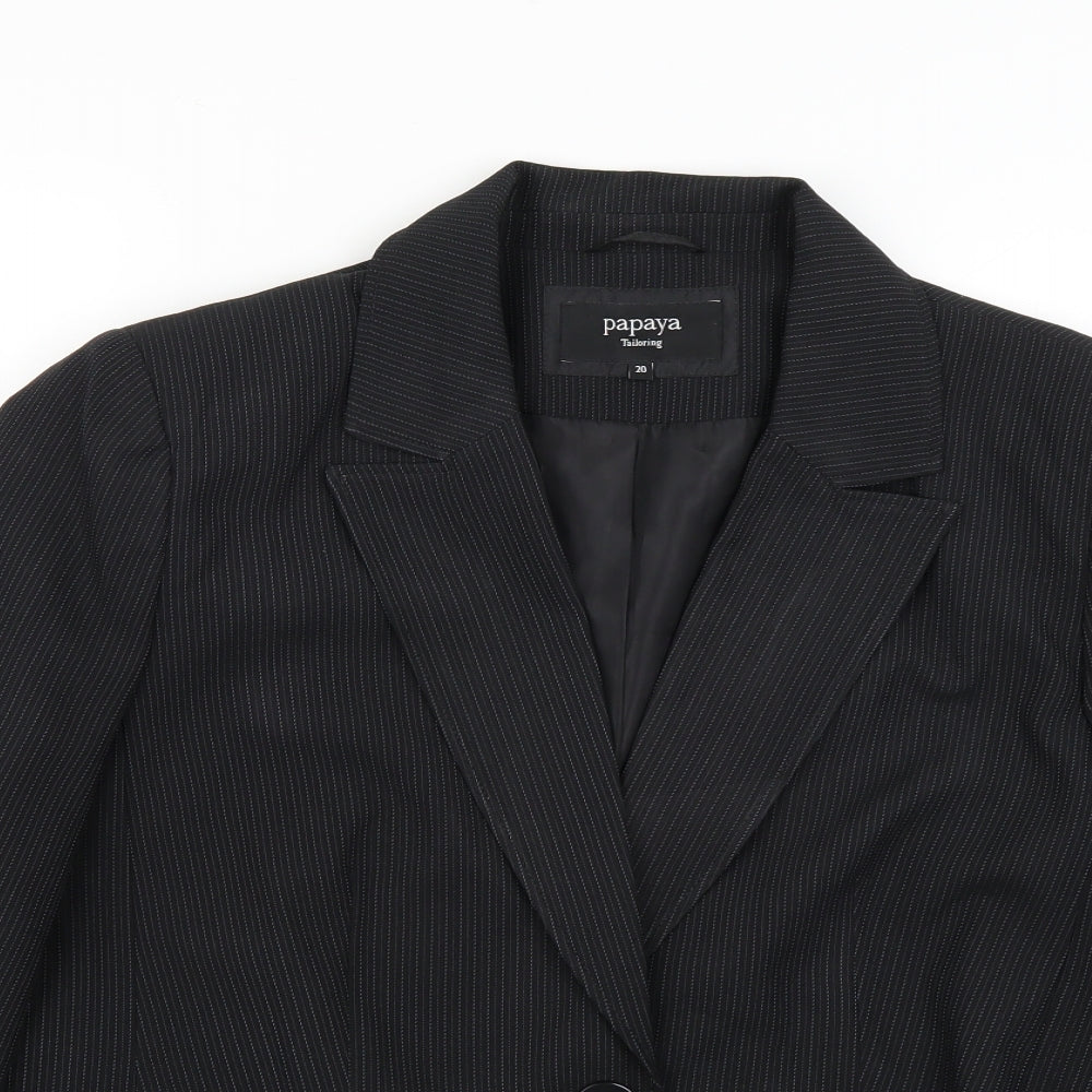 Papaya Womens Black Striped  Jacket Blazer Size 20