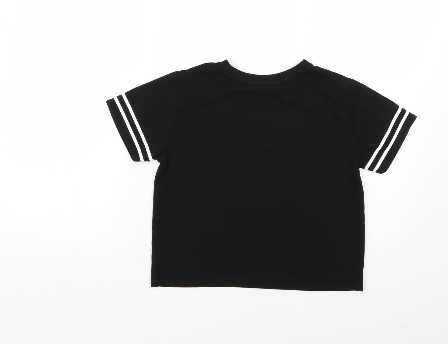 miss evie Girls Black Geometric  Basic T-Shirt Size 9-10 Years