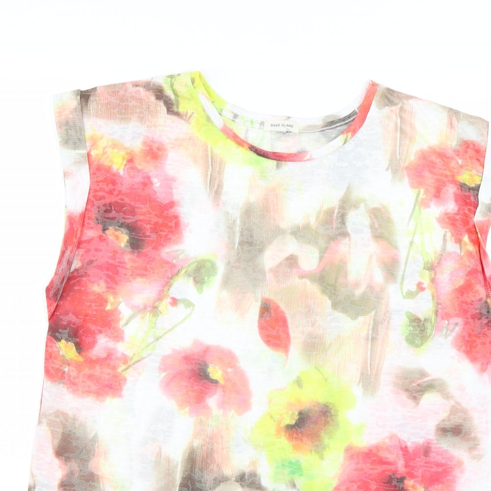 River Island Womens Multicoloured Floral  Basic T-Shirt Size 10