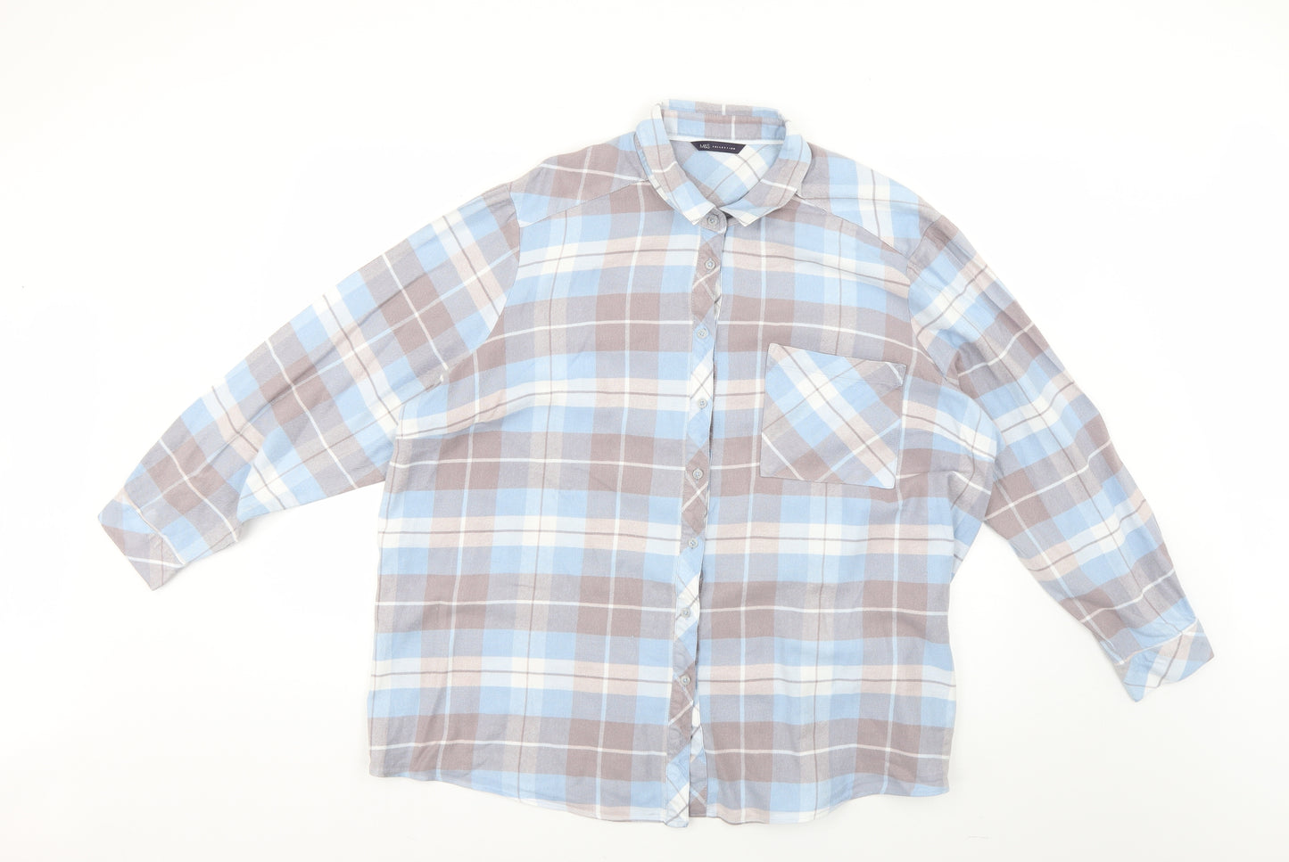 Marks and Spencer Womens Multicoloured Check  Basic Button-Up Size 24