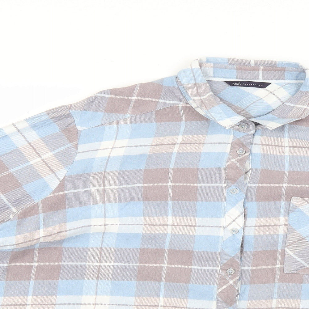 Marks and Spencer Womens Multicoloured Check  Basic Button-Up Size 24