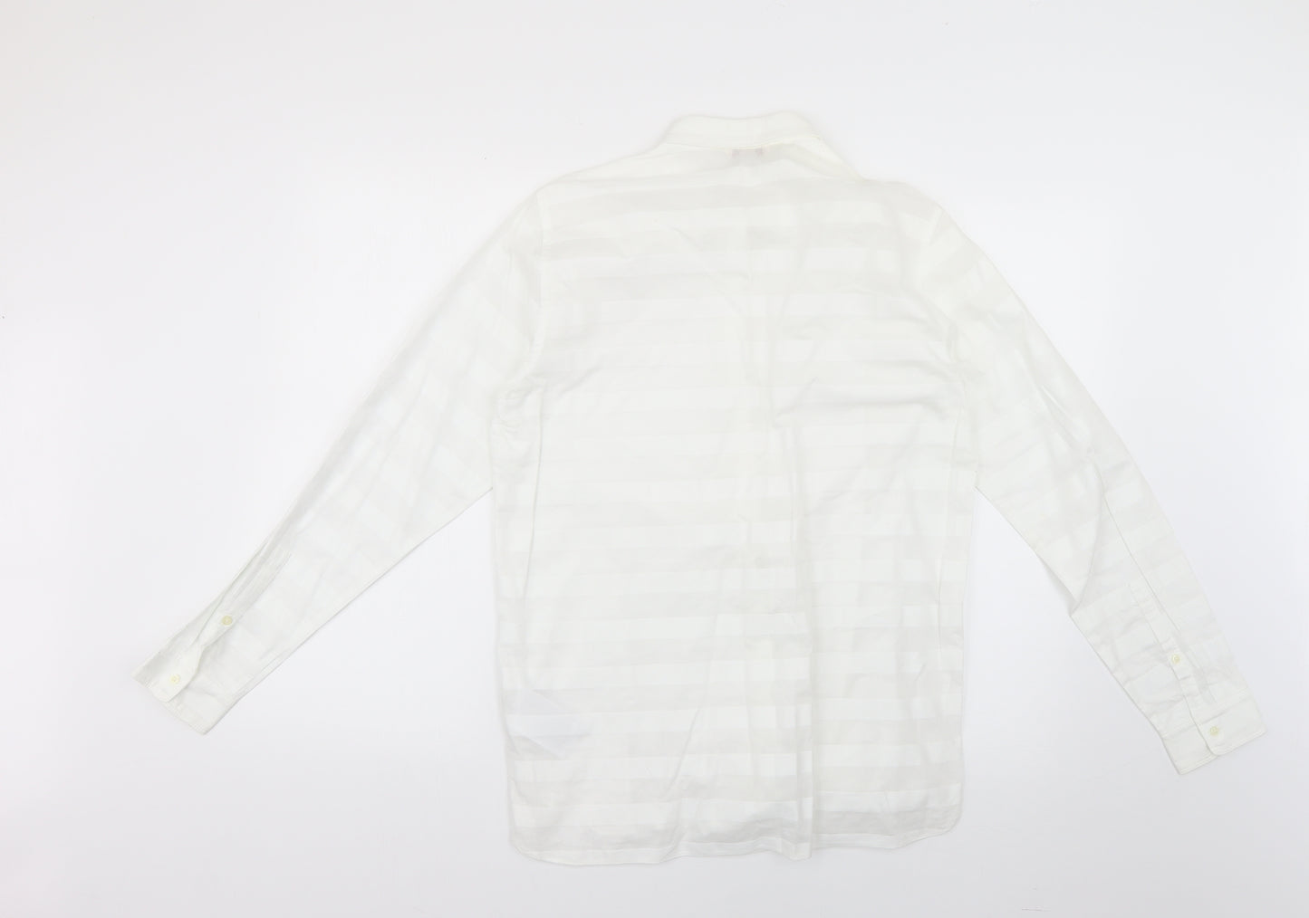 Gap Mens White Striped   Dress Shirt Size M