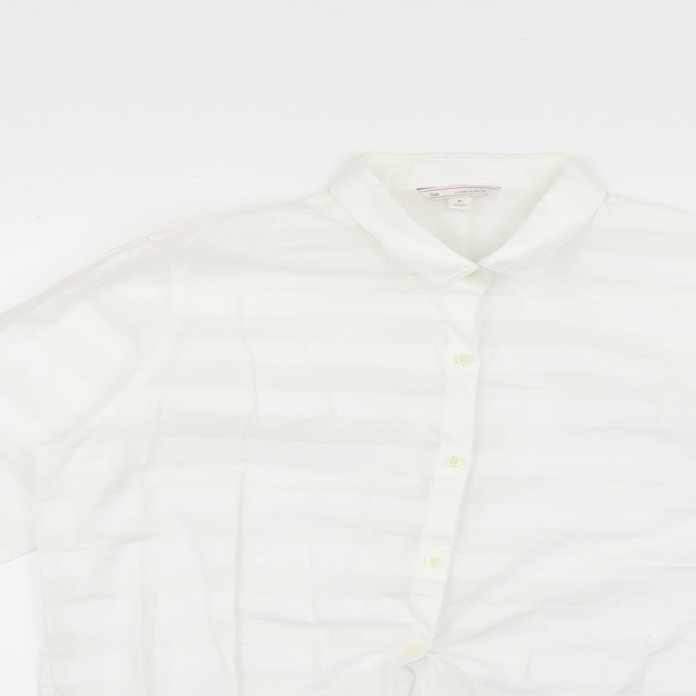 Gap Mens White Striped   Dress Shirt Size M