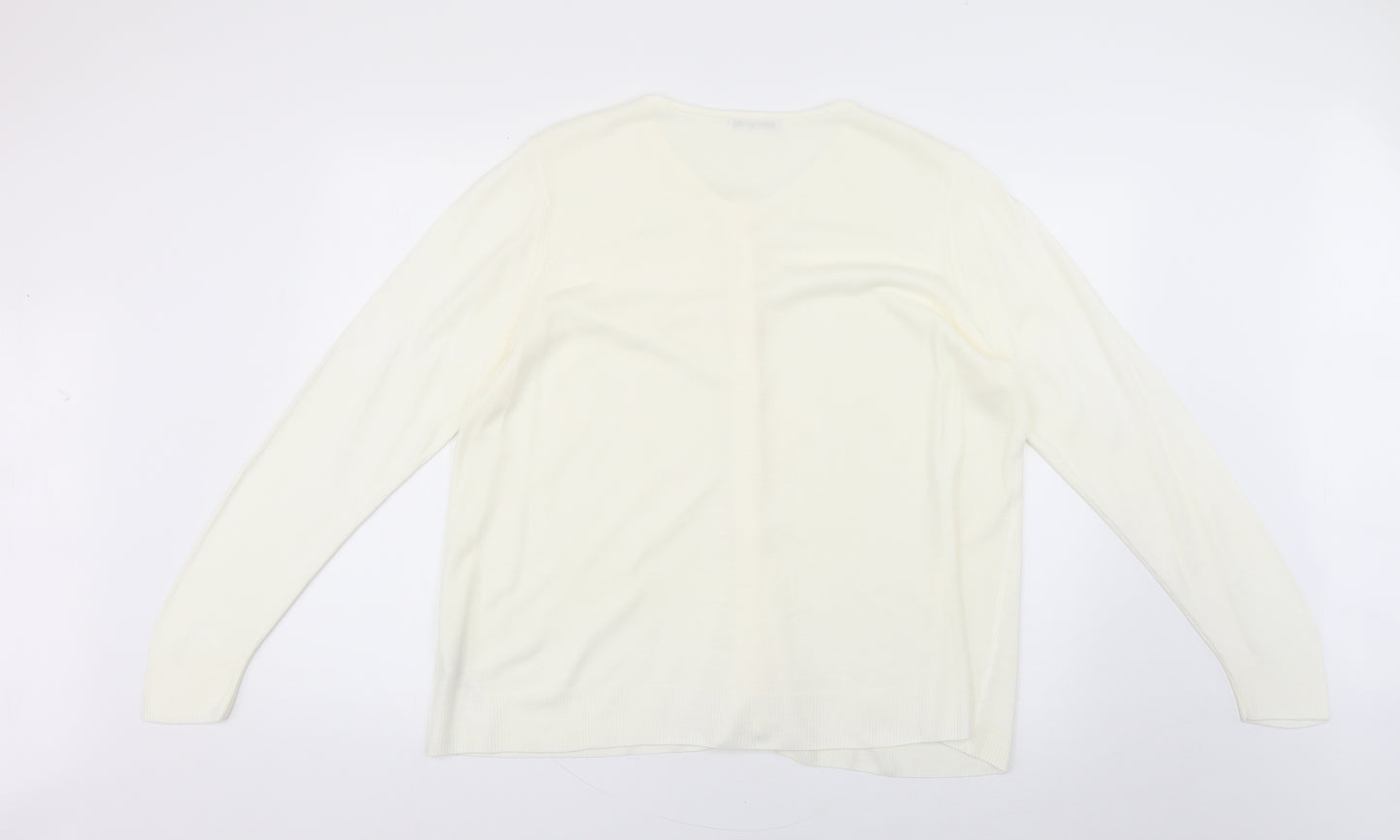 Marks and Spencer Womens White   Cardigan Jumper Size 20