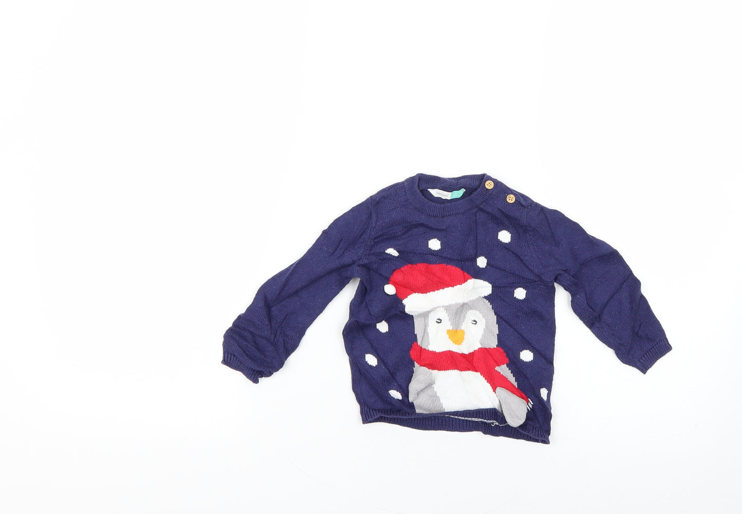 John Lewis Baby Blue Geometric  Pullover Jumper Size 6-9 Months
