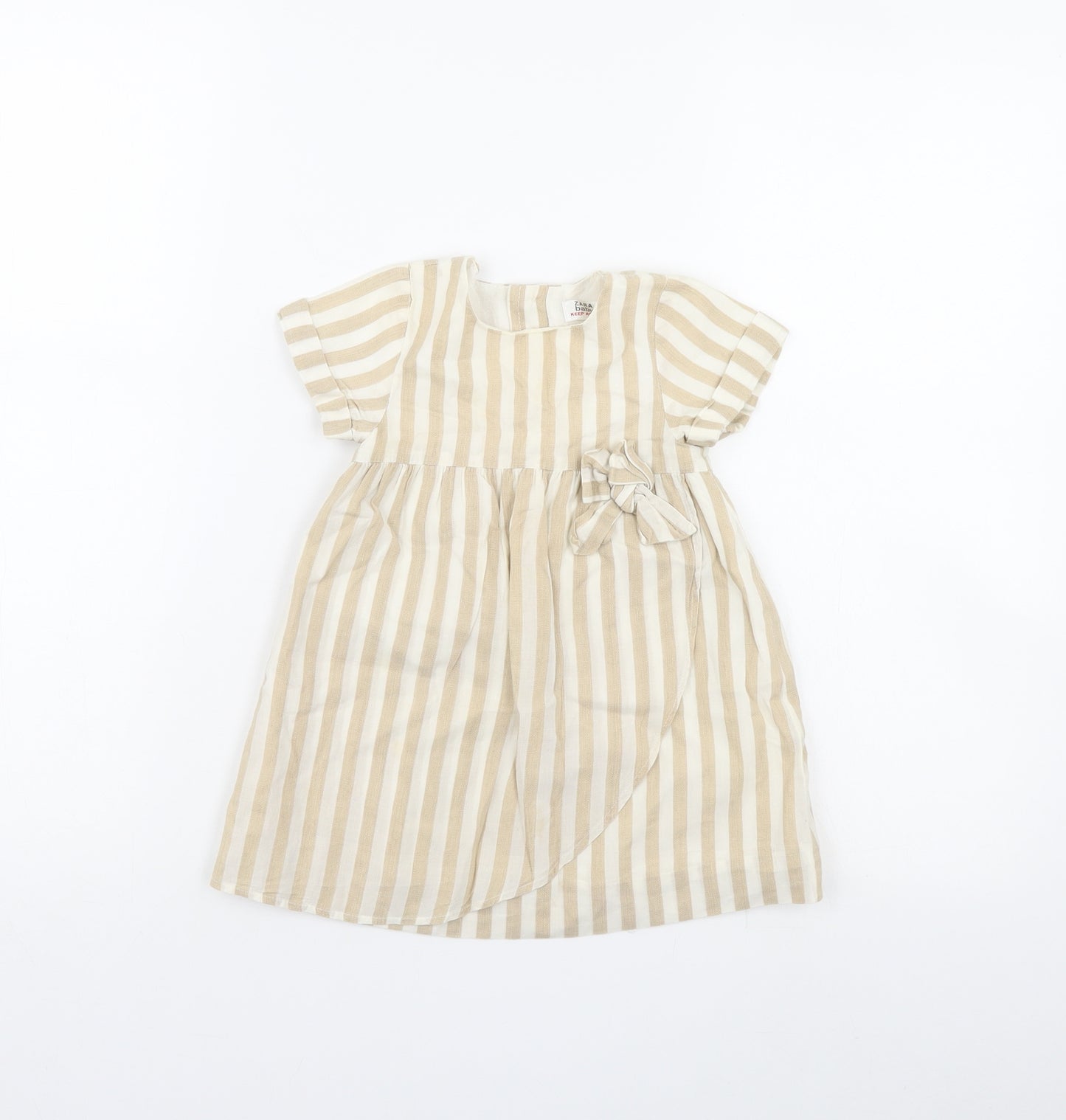 Zara Girls Beige Striped  Fit & Flare  Size 18 Months