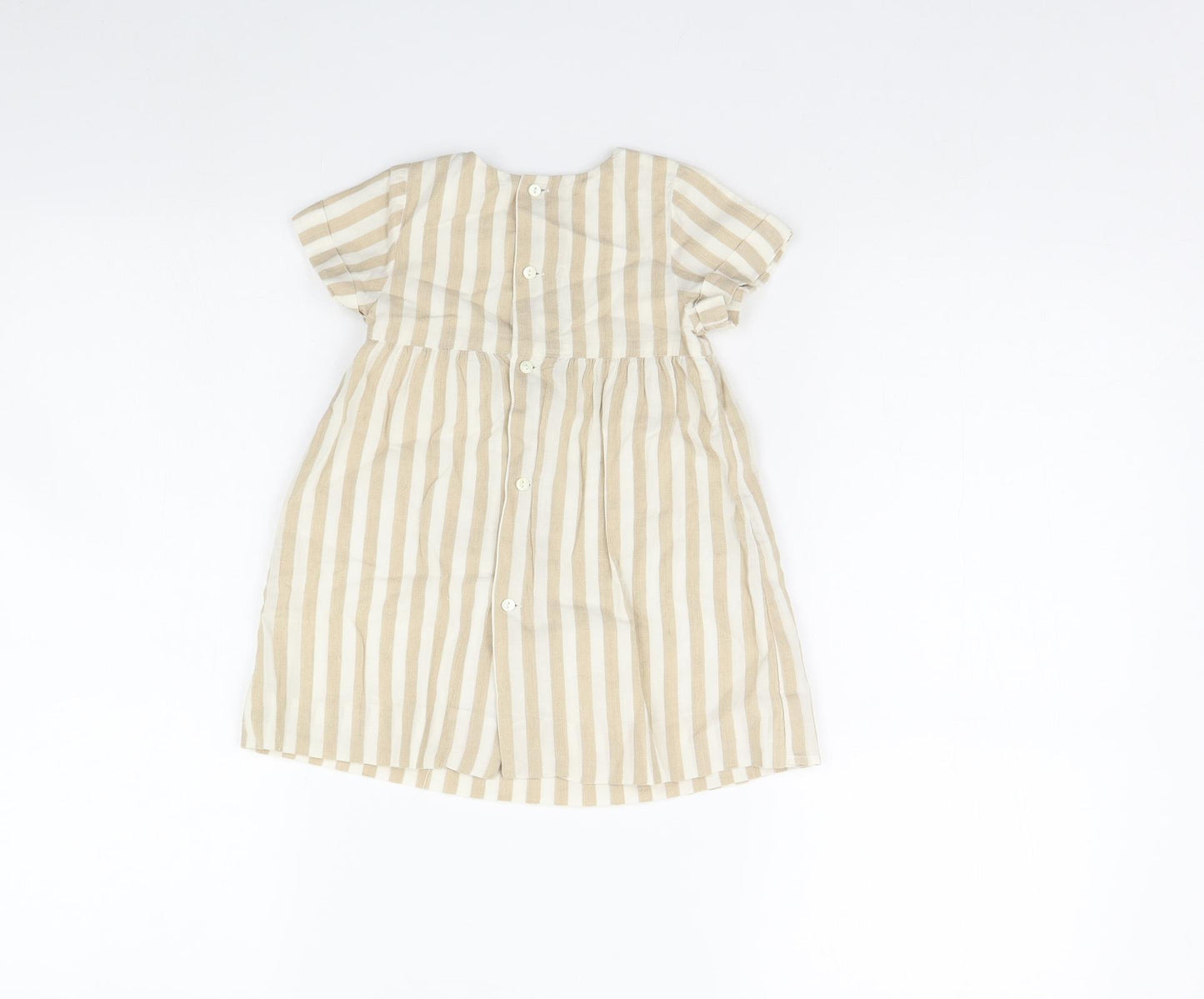Zara Girls Beige Striped  Fit & Flare  Size 18 Months