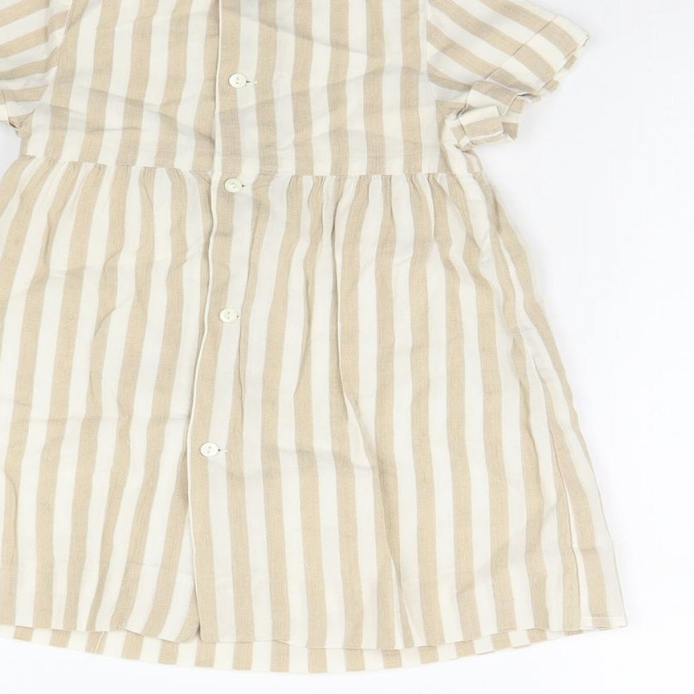 Zara Girls Beige Striped  Fit & Flare  Size 18 Months