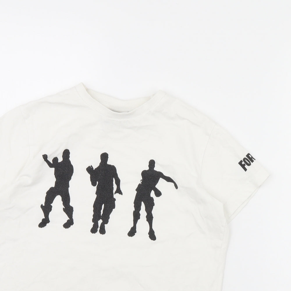 Fortnite Boys White   Basic T-Shirt Size S  - Fortnite
