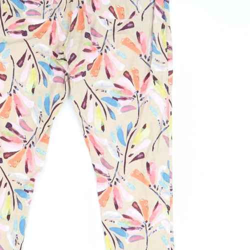 m&S Womens Beige Floral  Trousers  Size 12 L30 in