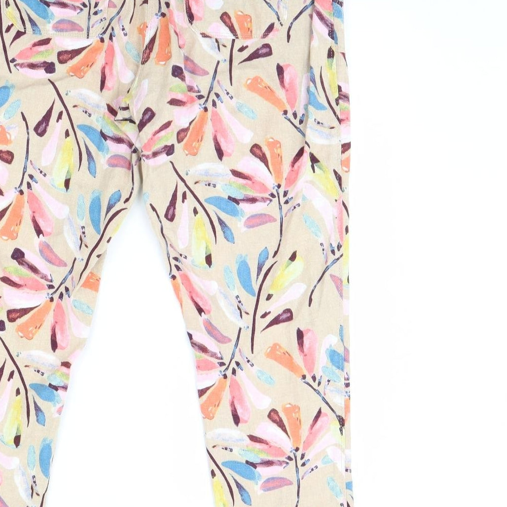 m&S Womens Beige Floral  Trousers  Size 12 L30 in