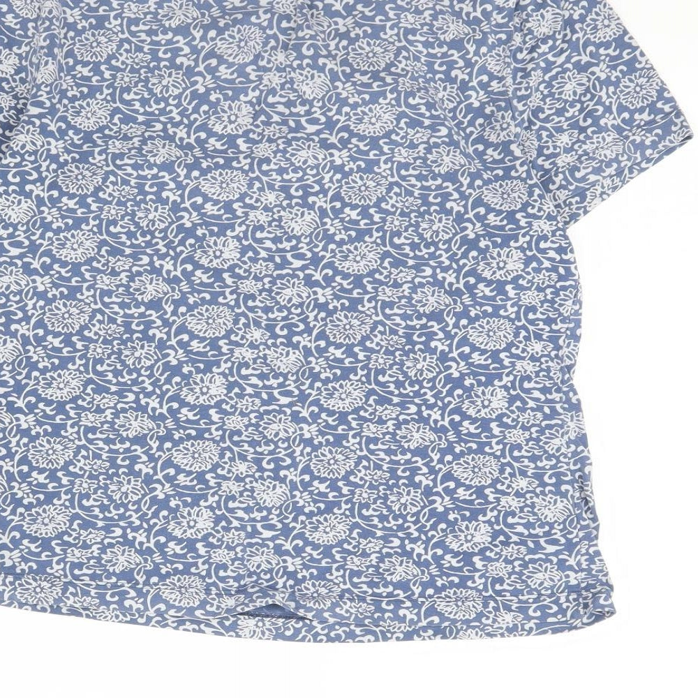 EAST Womens Blue Fair Isle  Basic Blouse Size 14