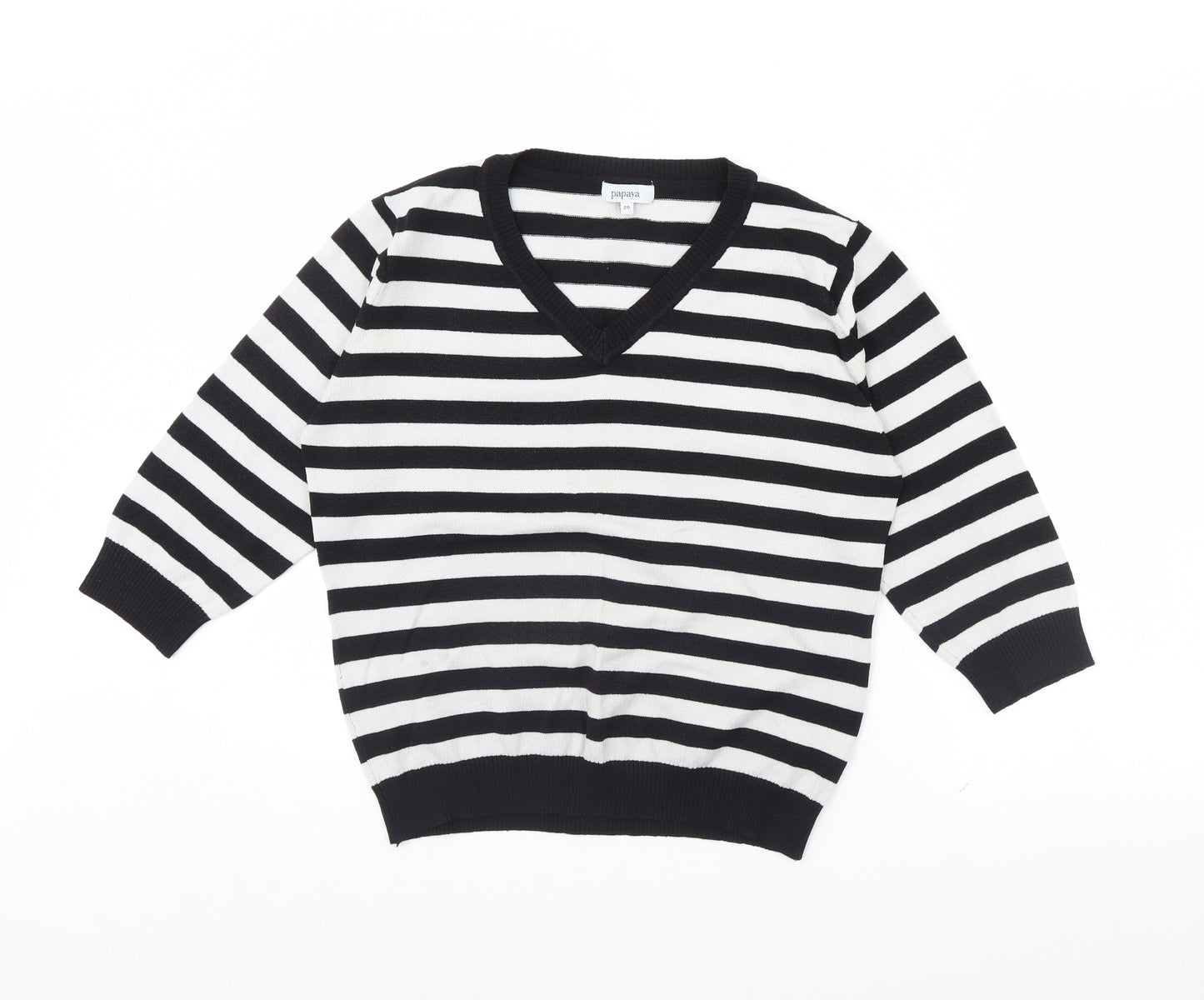 Papaya Womens Black Striped  Pullover Jumper Size 20