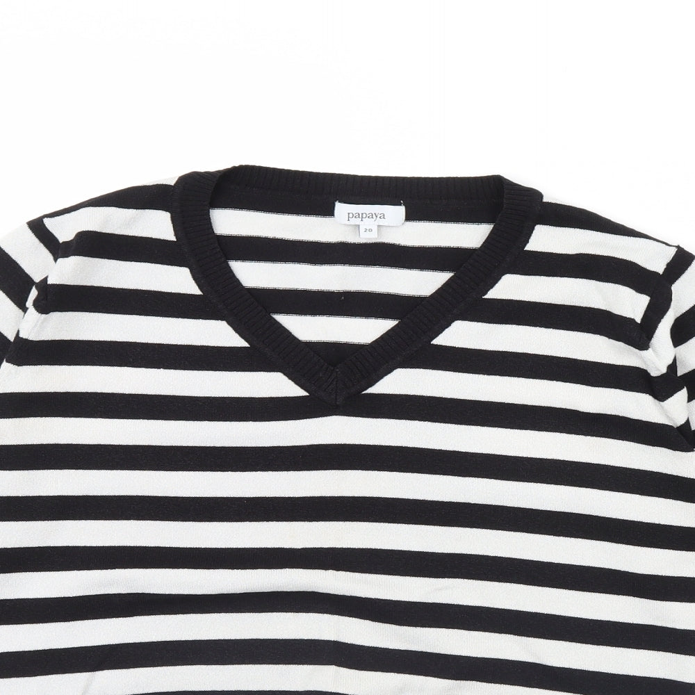 Papaya Womens Black Striped  Pullover Jumper Size 20