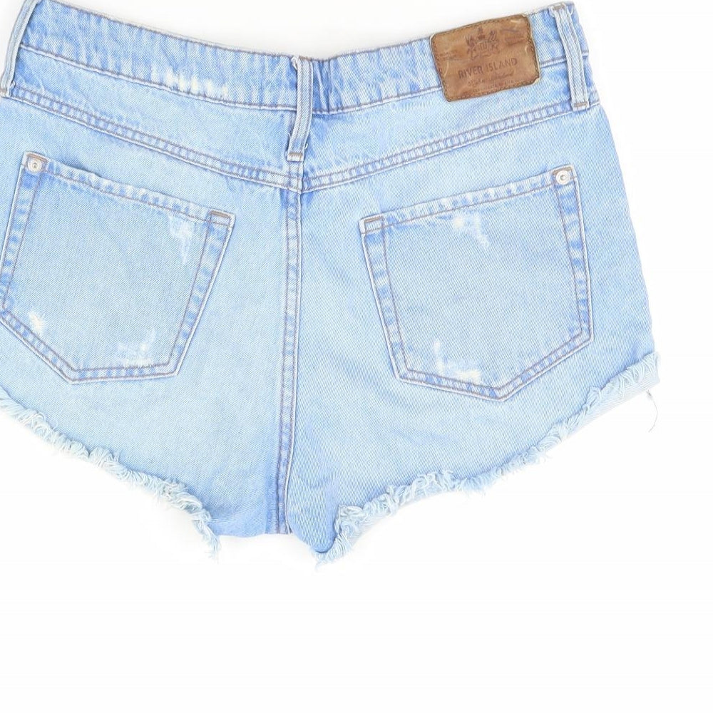 River Island Womens Blue  Denim Cut-Off Shorts Size 12