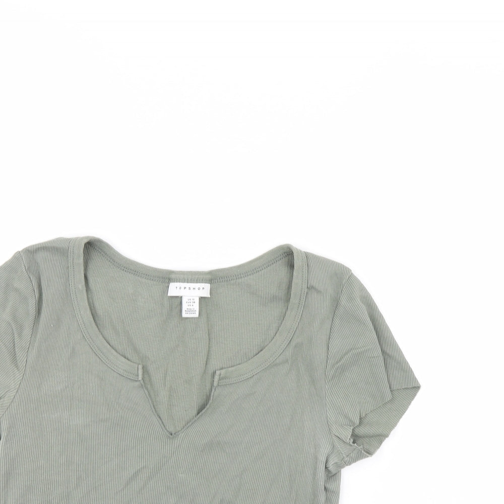 Topshop Womens Green   Cropped Blouse Size 10