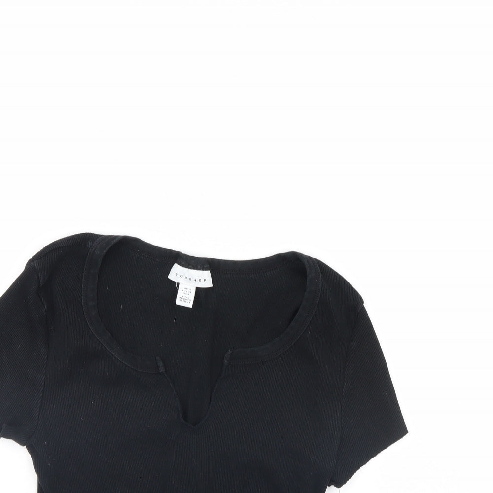 Topshop Womens Black   Cropped Blouse Size 10
