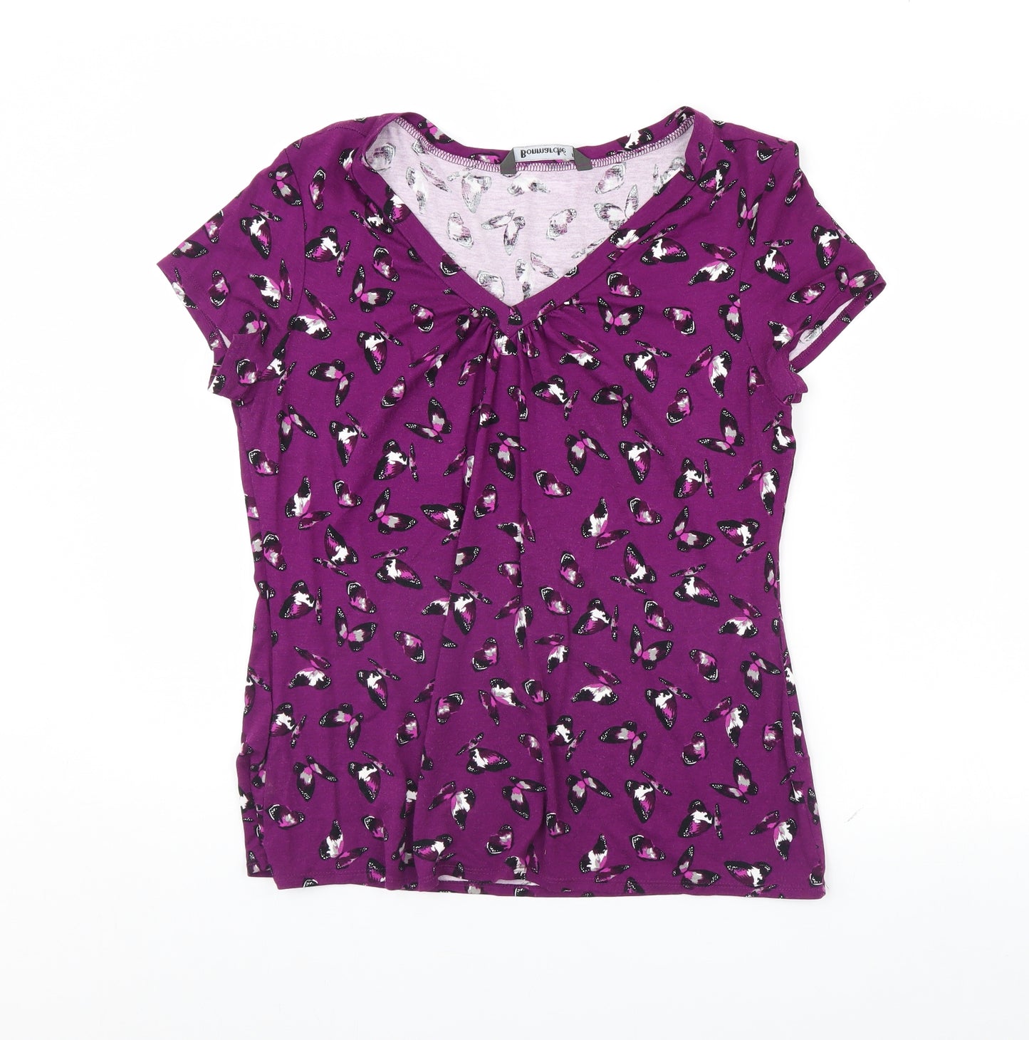 Bonmarché Womens Purple Animal Print  Basic Blouse Size 16