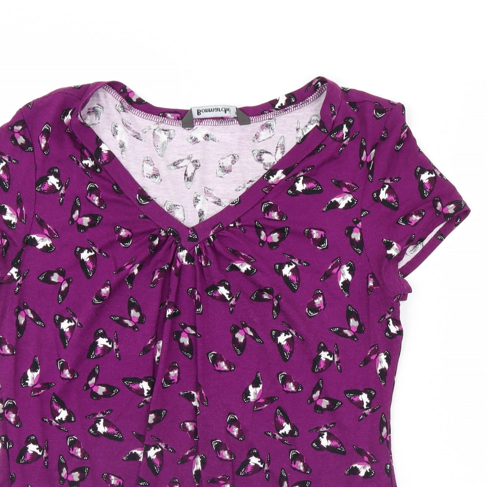 Bonmarché Womens Purple Animal Print  Basic Blouse Size 16
