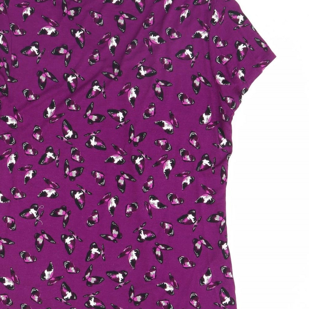 Bonmarché Womens Purple Animal Print  Basic Blouse Size 16