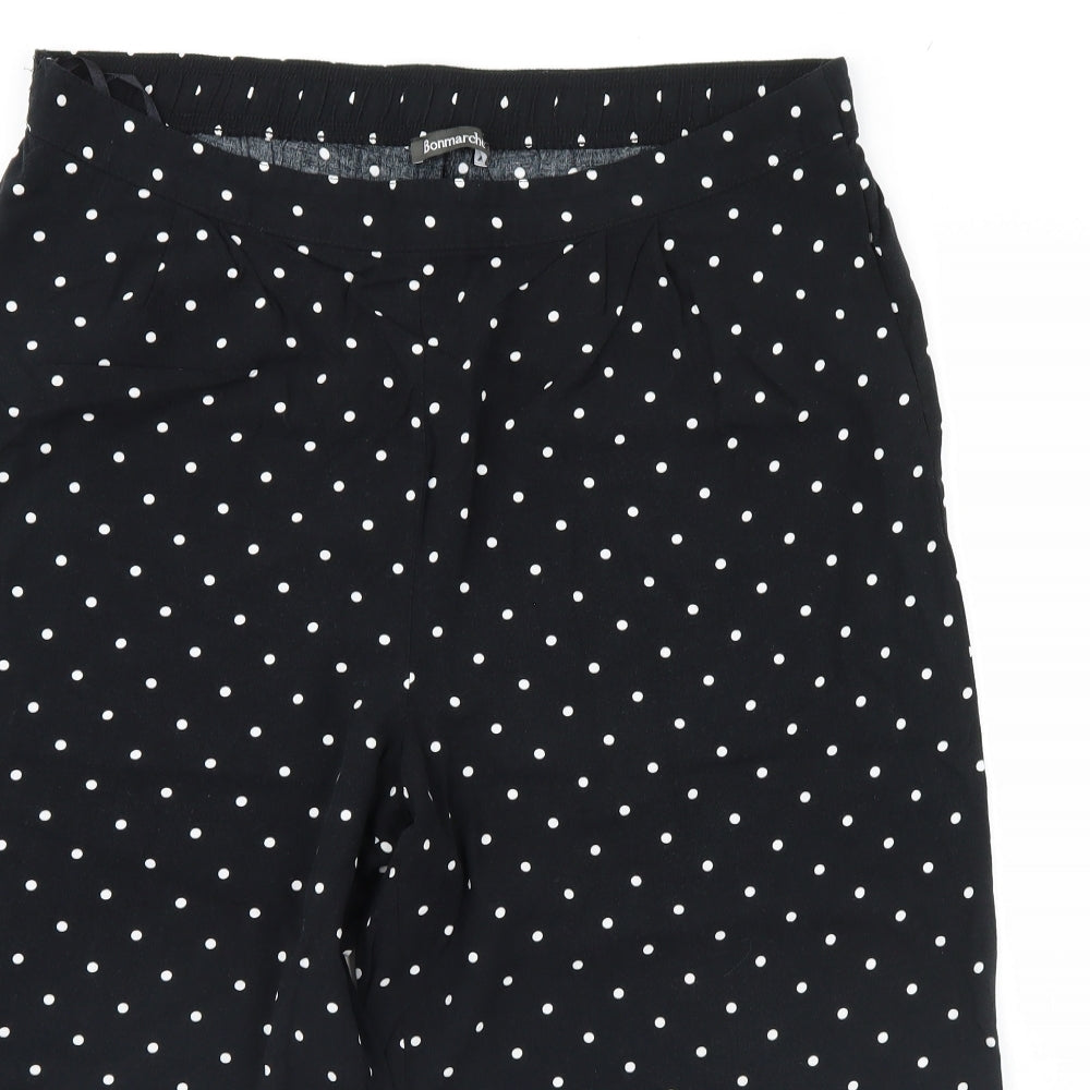 Bonmarché Womens Black Polka Dot  Cropped Trousers Size 16 L20 in