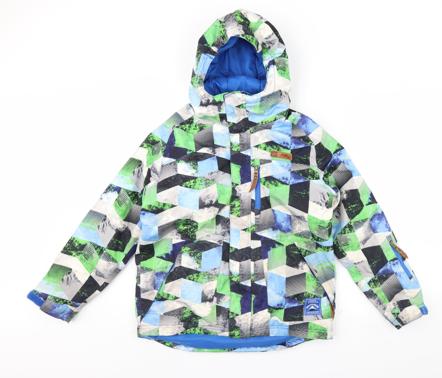 No Fear Boys Green Geometric  Rain Coat Coat Size 13 Years  - Snowboarding
