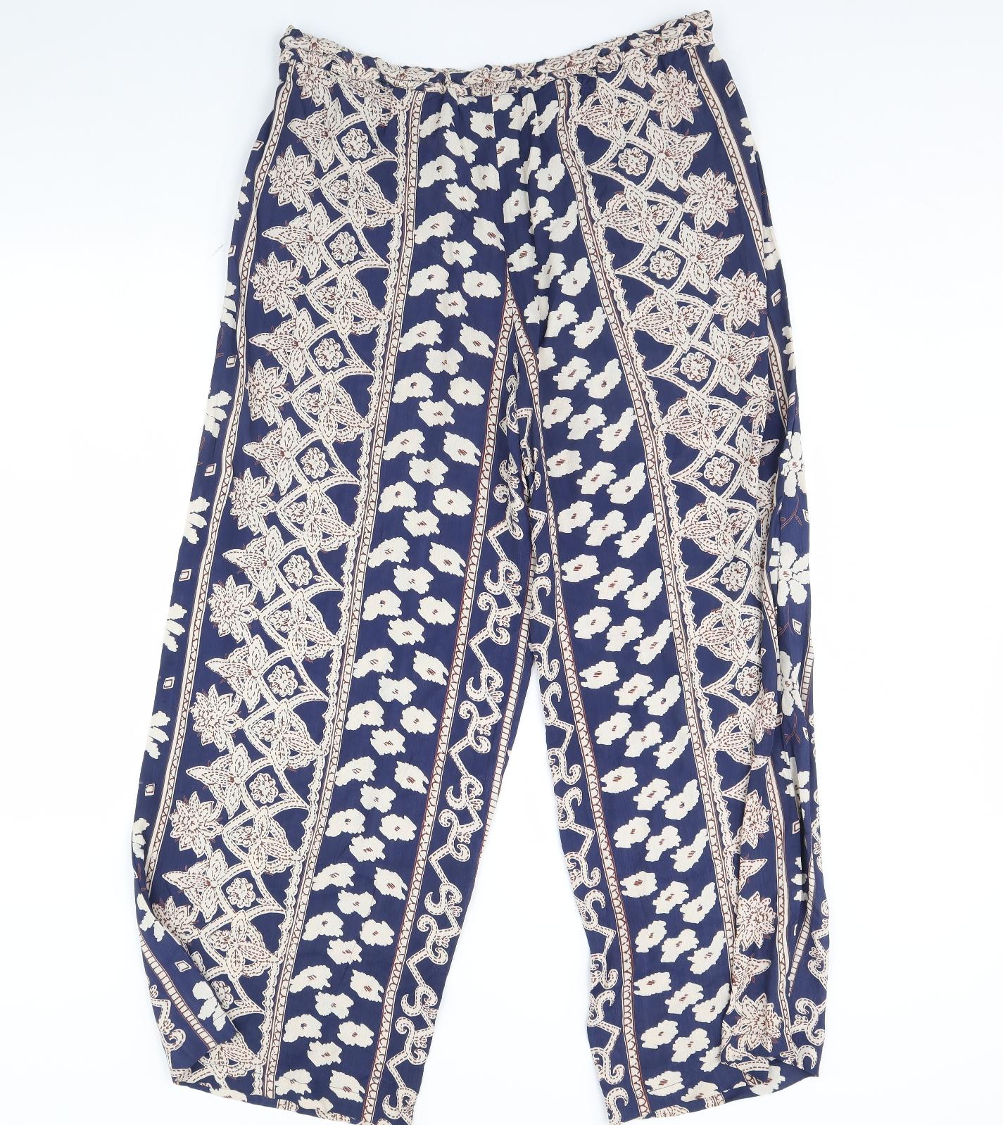 exit clothing Womens Blue Fair Isle  Trousers  Size S L32 in