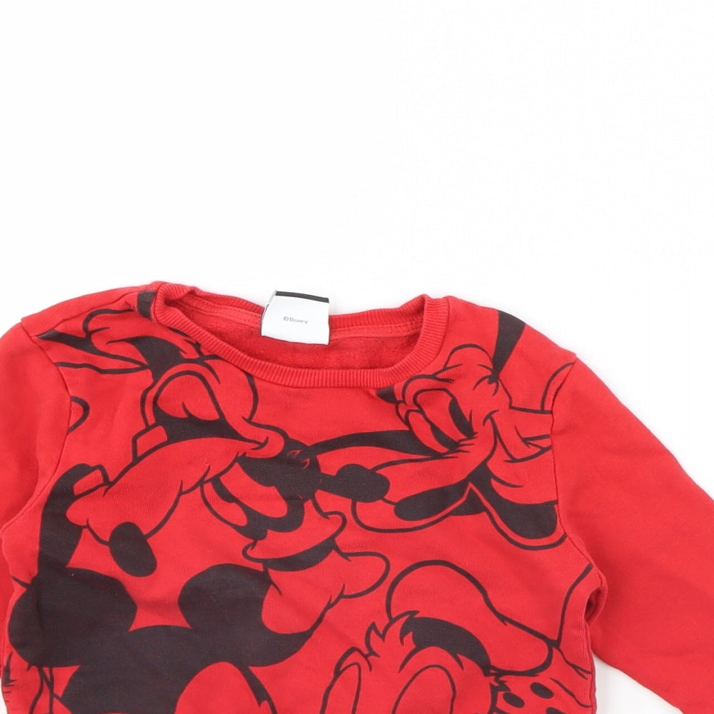 George Boys Red   Pullover Jumper Size 2 Years  - Mickey Mouse