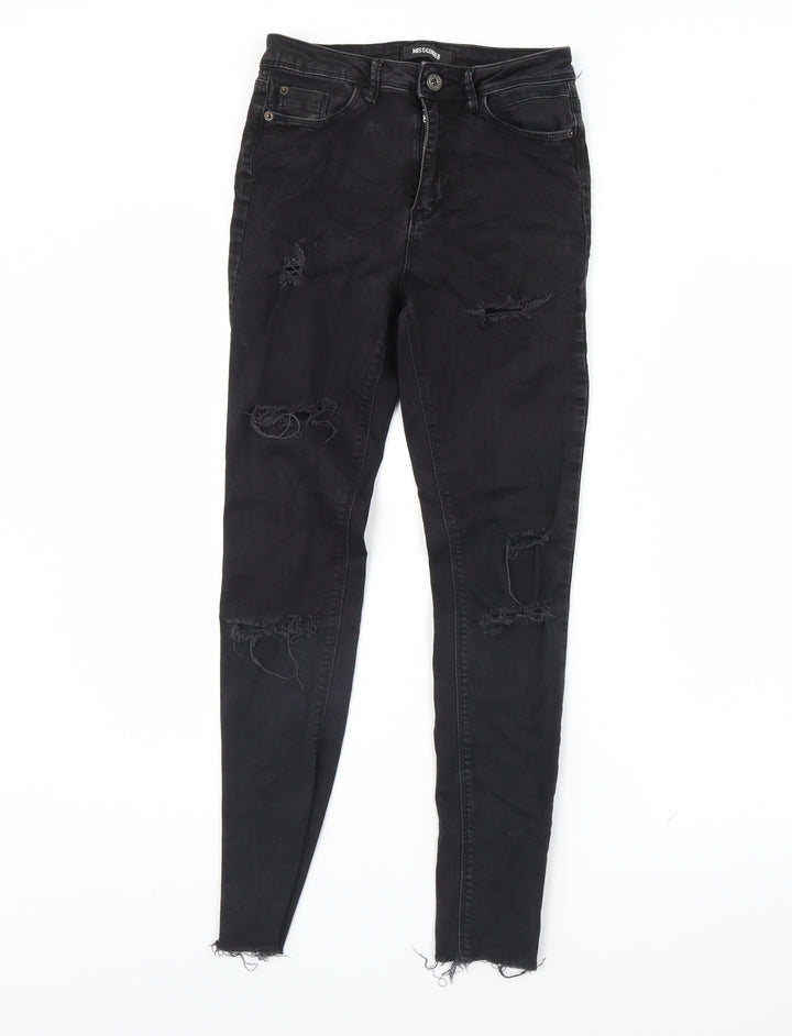 Missguided Womens Black Denim Skinny Jeans Size 6 L29 in