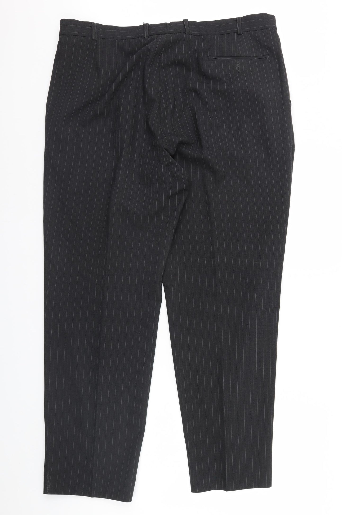 M&s Mens Black Striped  Trousers  Size 40 L31 in