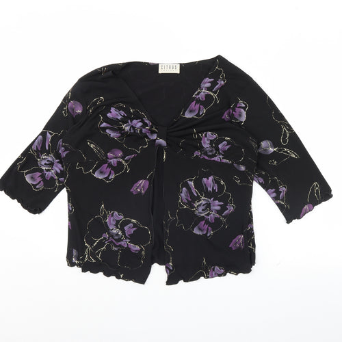 Citrus Womens Black Floral  Basic Blouse Size 16
