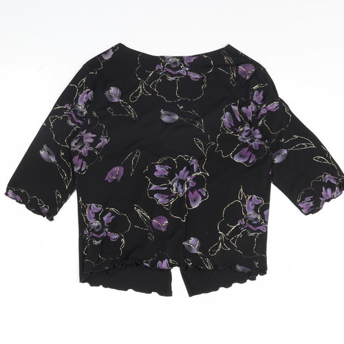 Citrus Womens Black Floral  Basic Blouse Size 16
