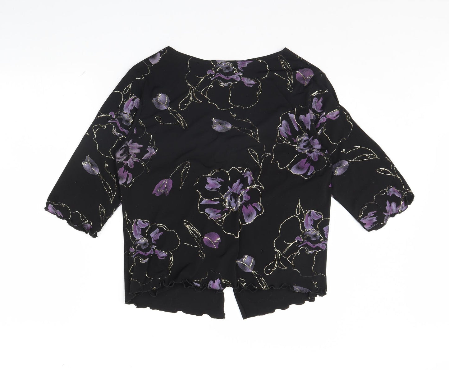 Citrus Womens Black Floral  Basic Blouse Size 16
