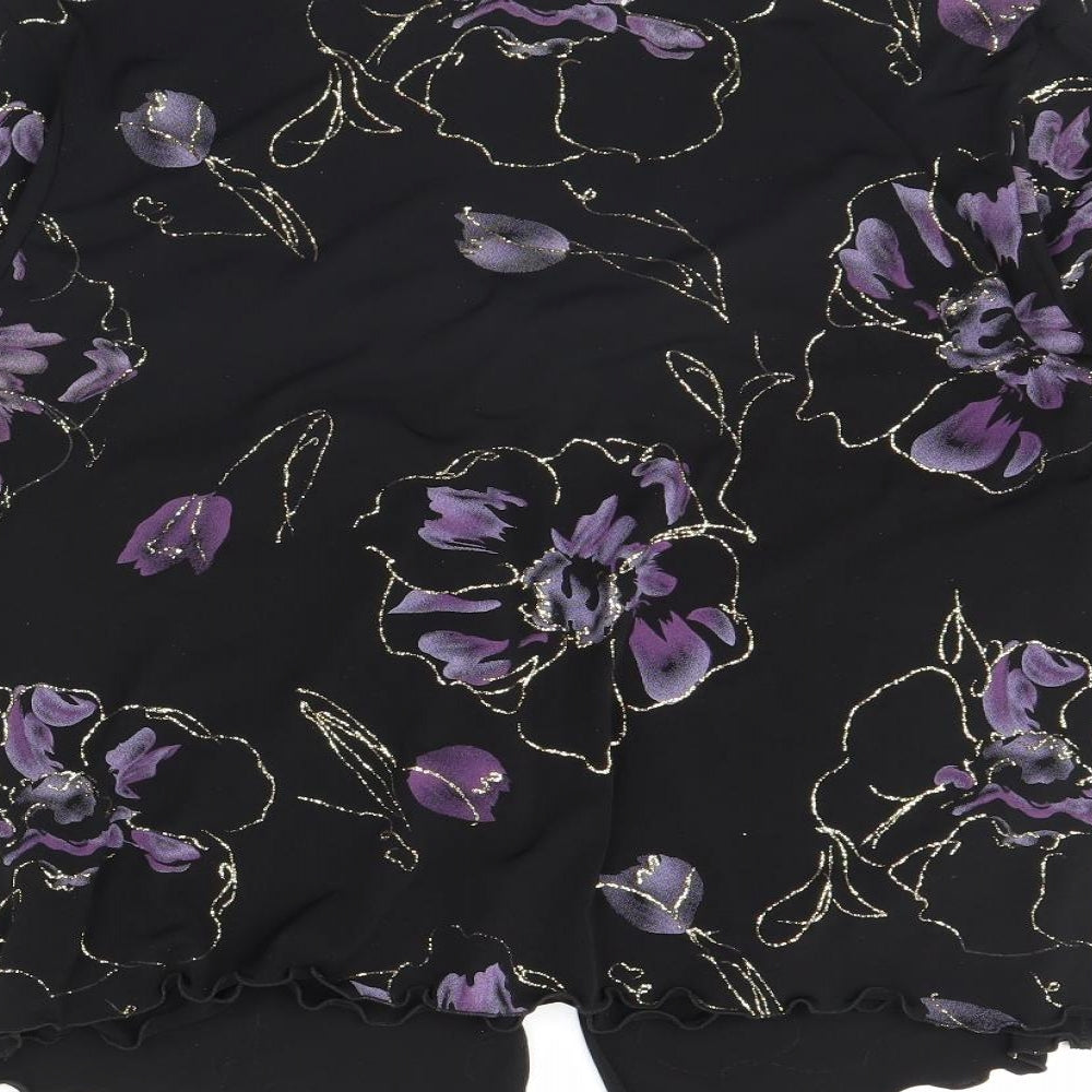 Citrus Womens Black Floral  Basic Blouse Size 16
