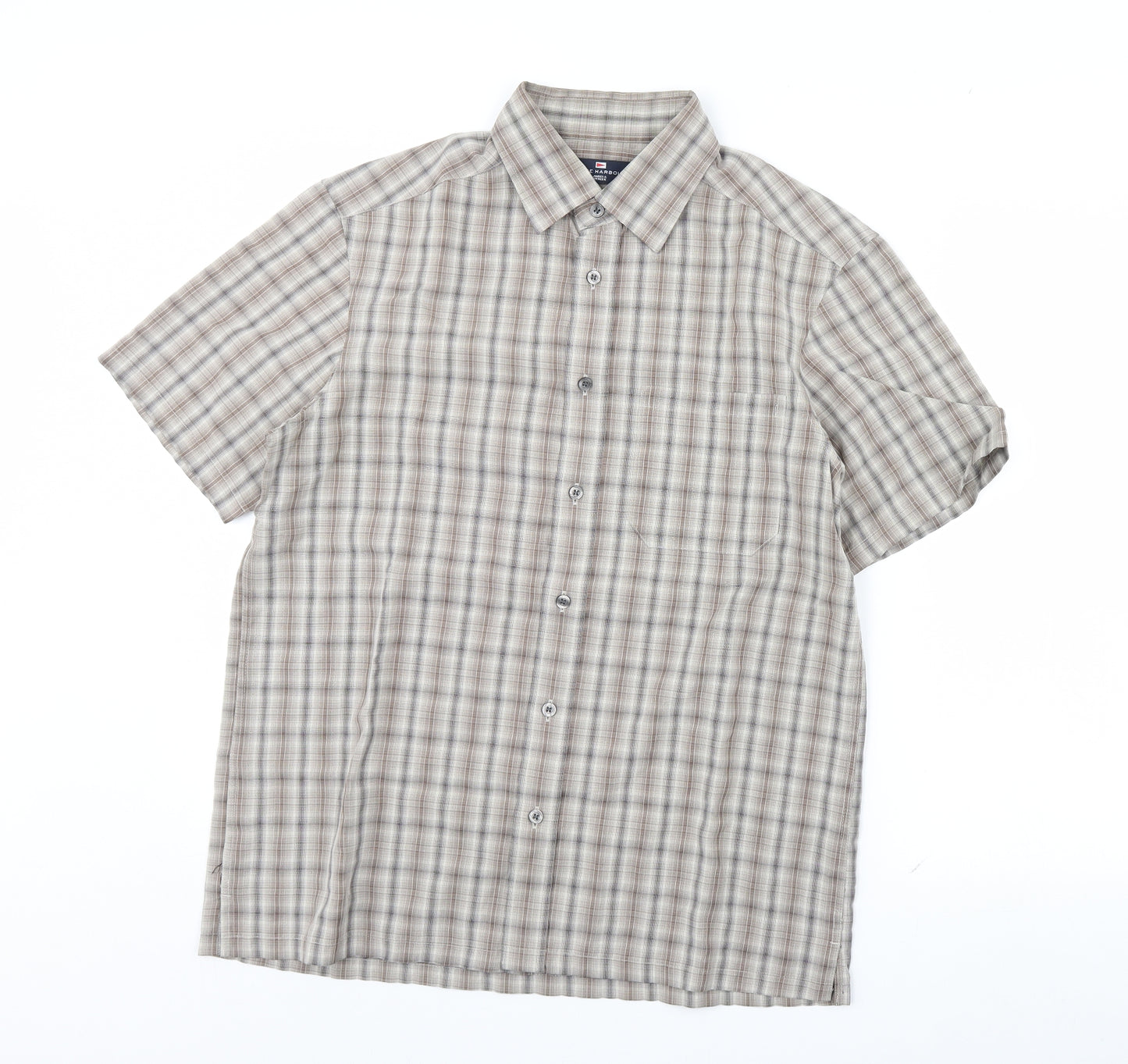 M&S Mens Brown Check   Dress Shirt Size M