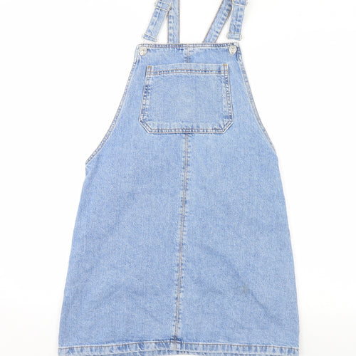 Topshop Womens Blue  Denim Pinafore/Dungaree Dress  Size 10