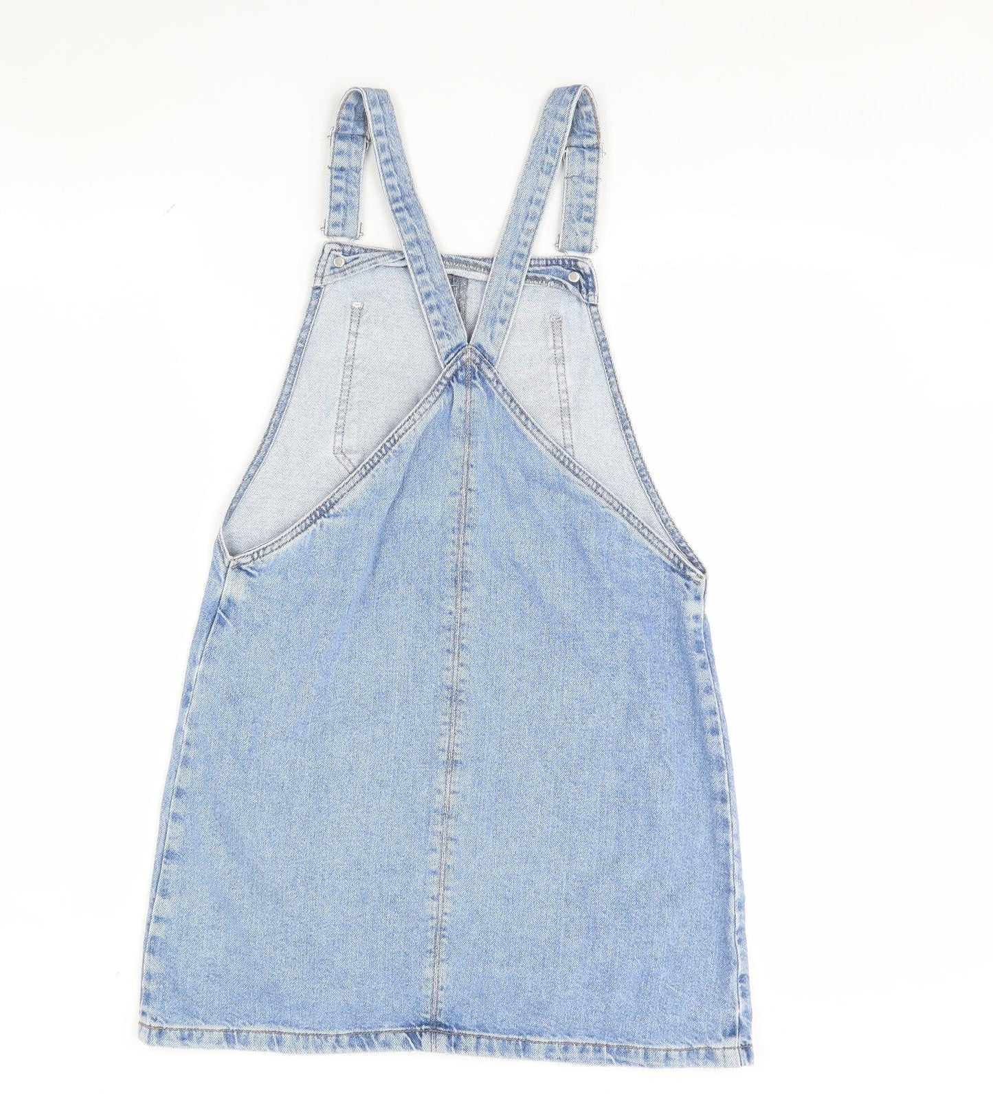 Topshop Womens Blue  Denim Pinafore/Dungaree Dress  Size 10