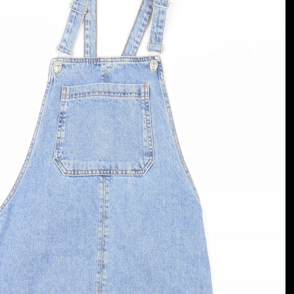 Topshop Womens Blue  Denim Pinafore/Dungaree Dress  Size 10