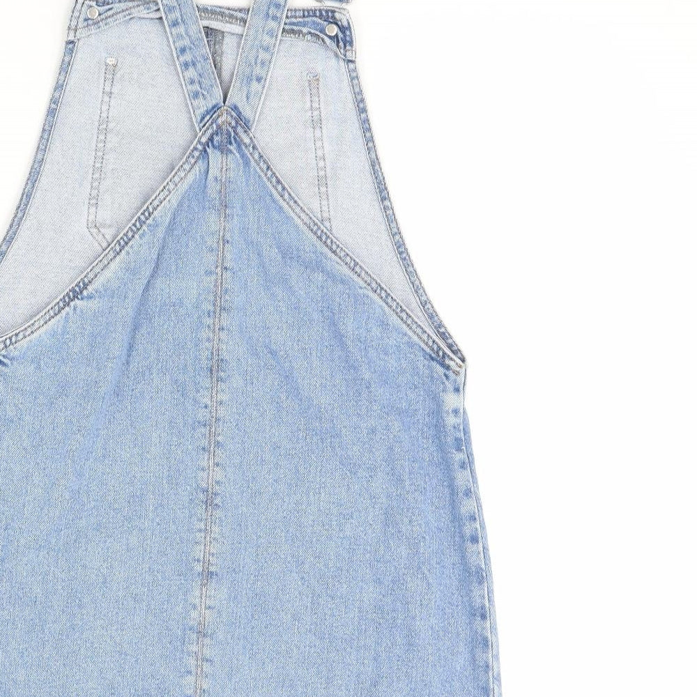 Topshop Womens Blue  Denim Pinafore/Dungaree Dress  Size 10