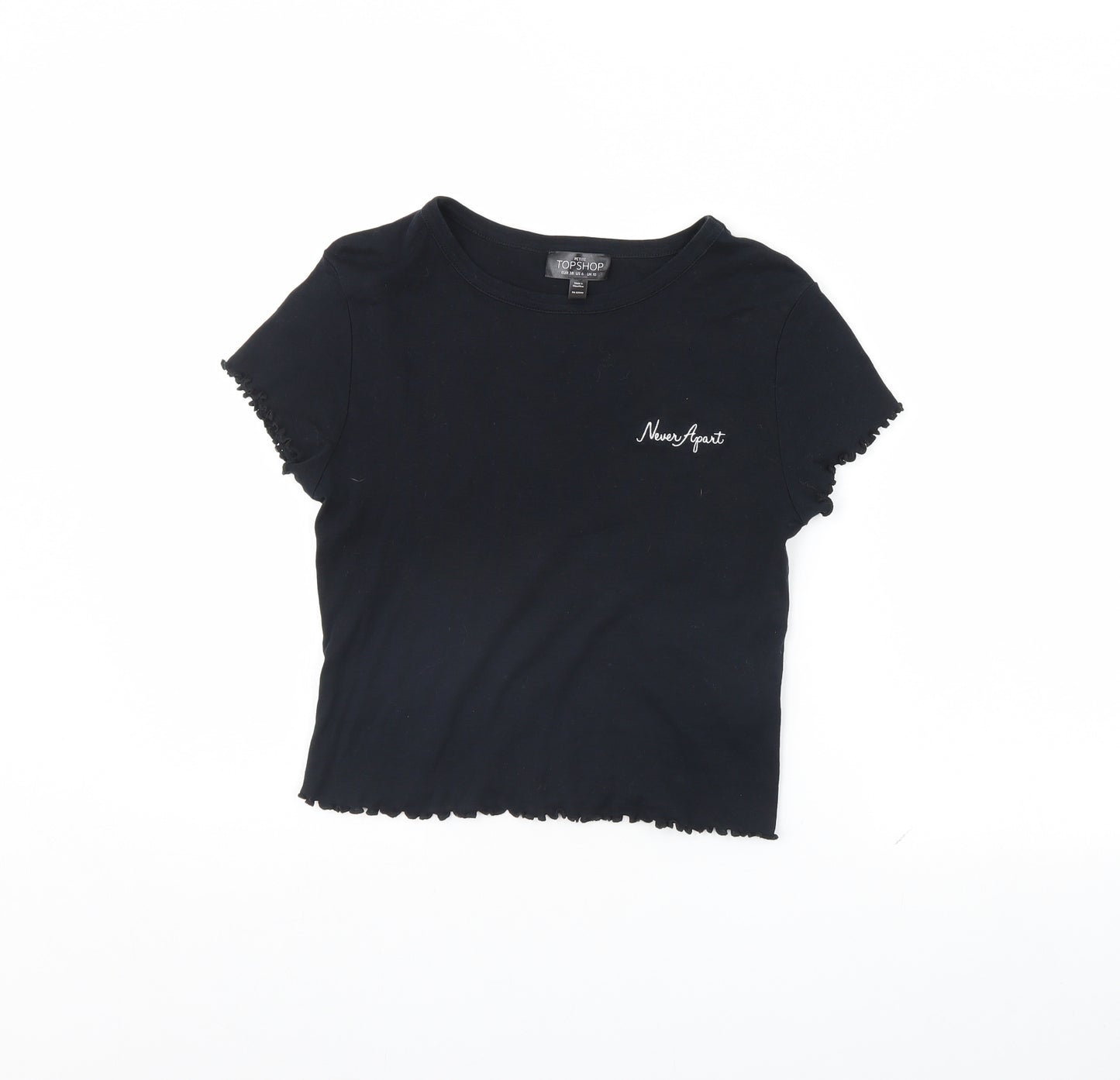 Topshop Womens Black   Cropped T-Shirt Size 10