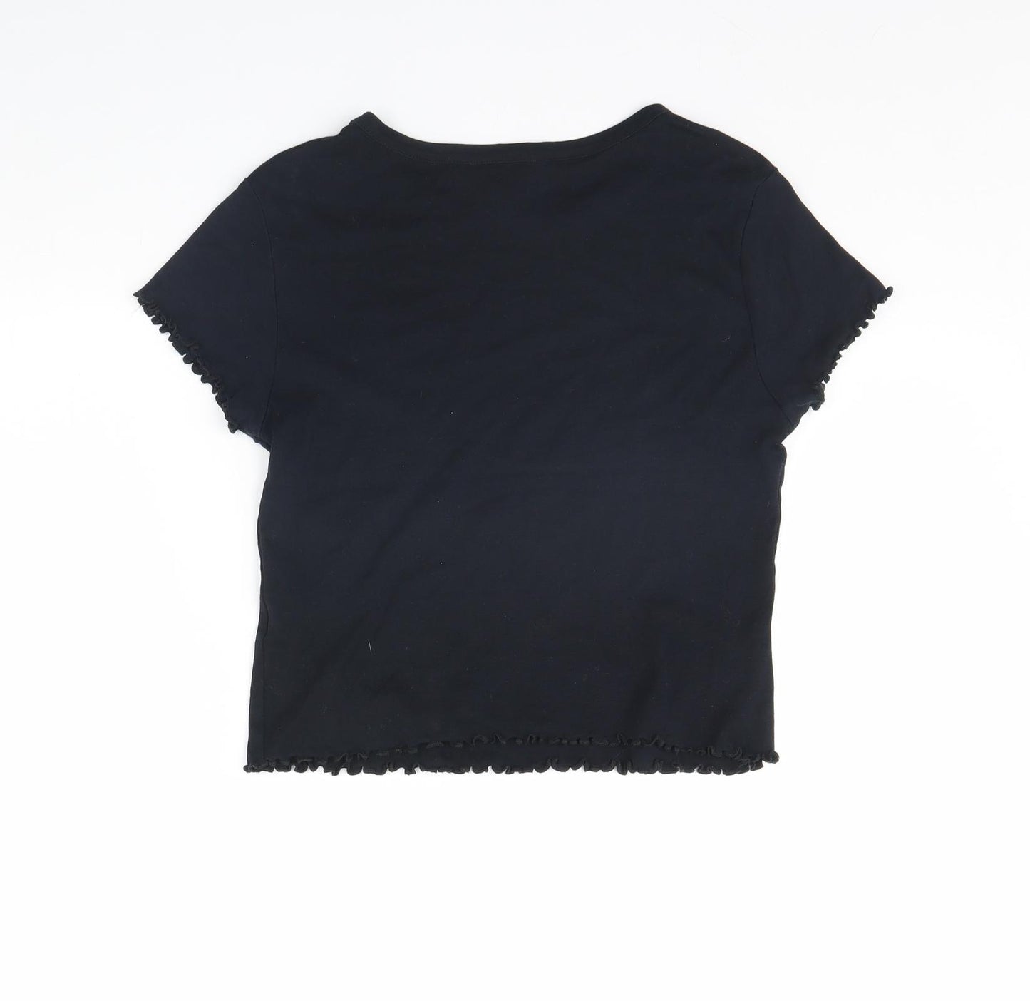 Topshop Womens Black   Cropped T-Shirt Size 10