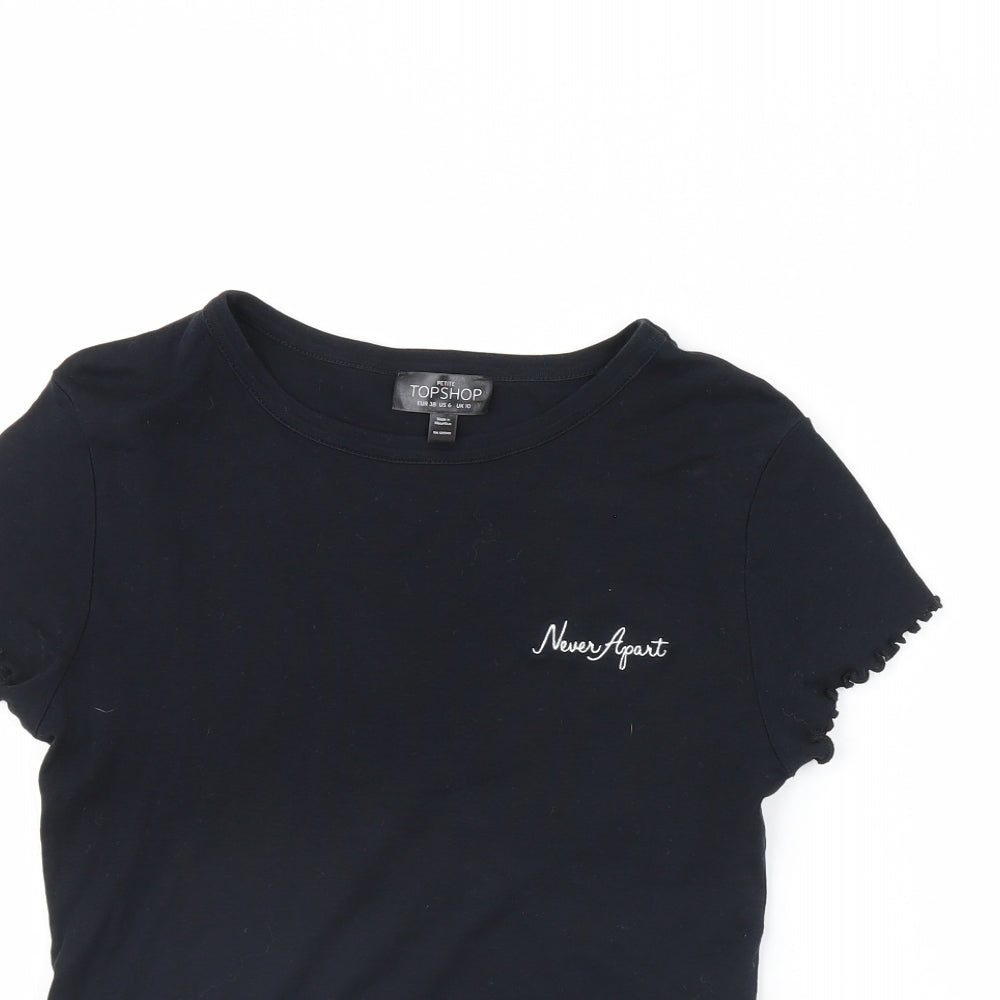 Topshop Womens Black   Cropped T-Shirt Size 10