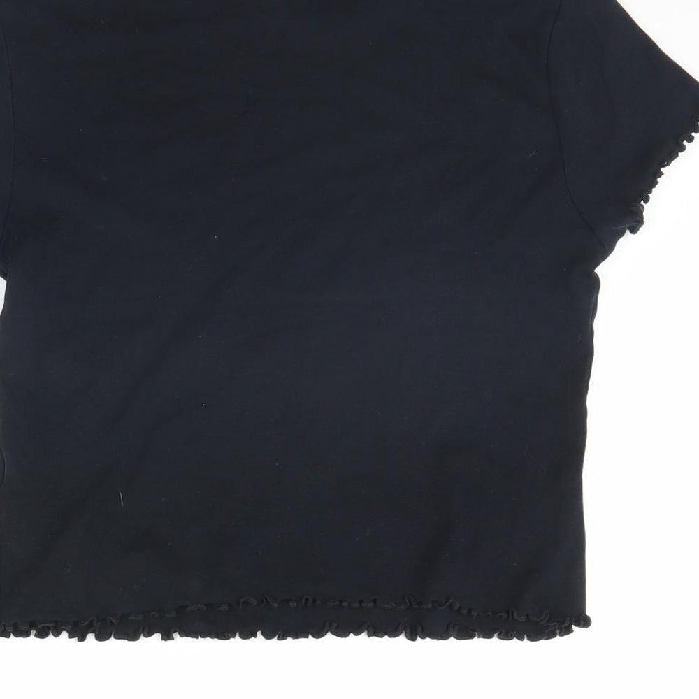 Topshop Womens Black   Cropped T-Shirt Size 10