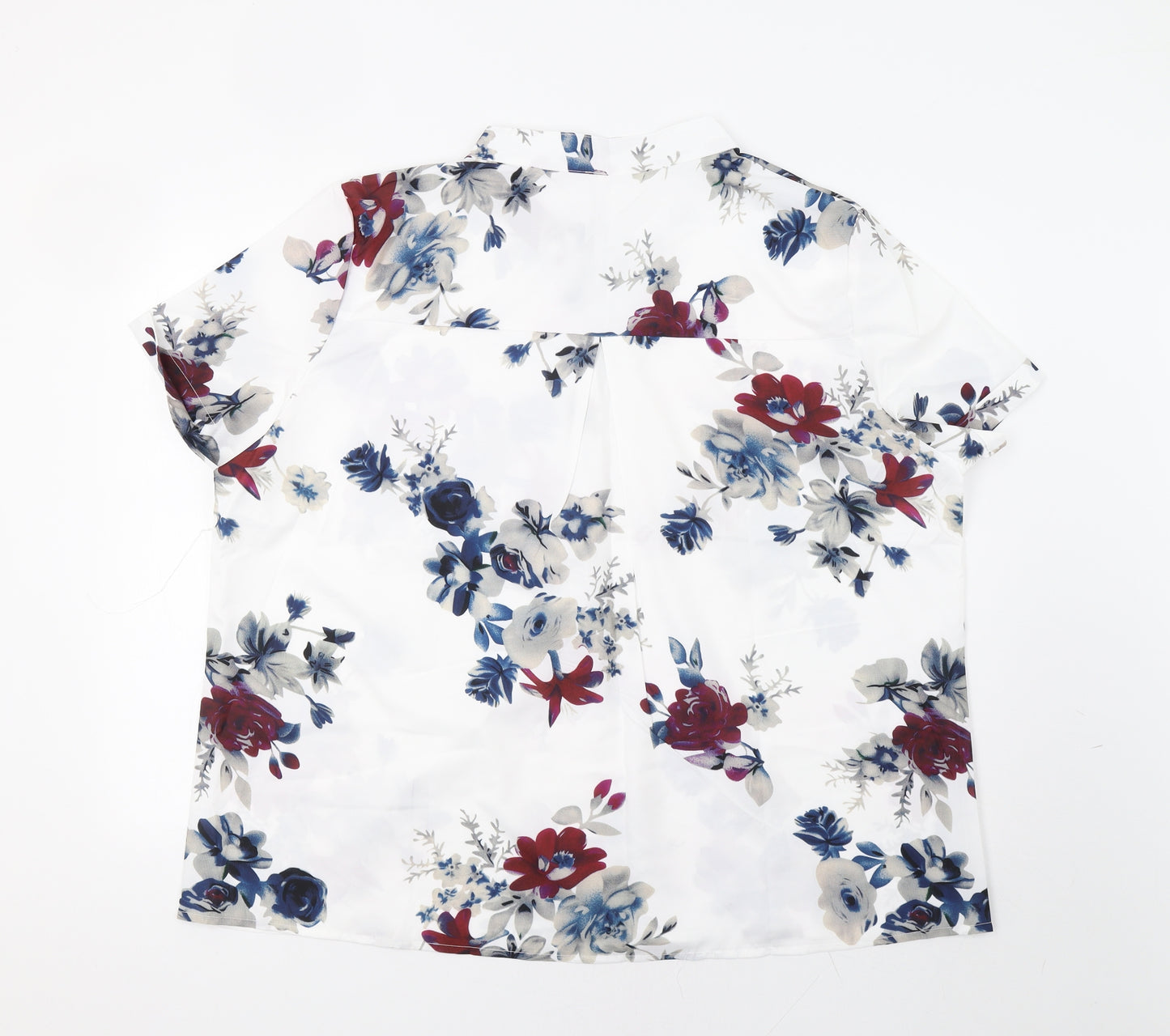 Preworn Womens White Floral  Basic Button-Up Size 3XL
