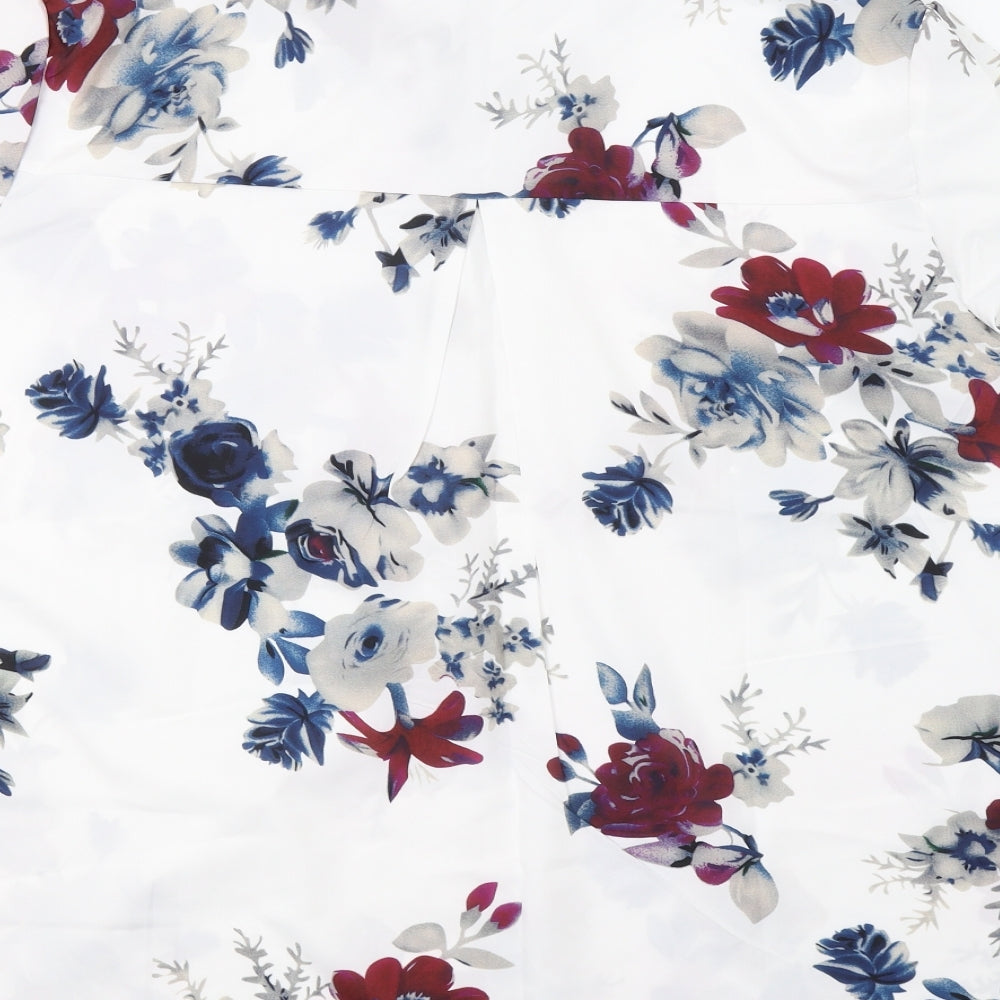 Preworn Womens White Floral  Basic Button-Up Size 3XL