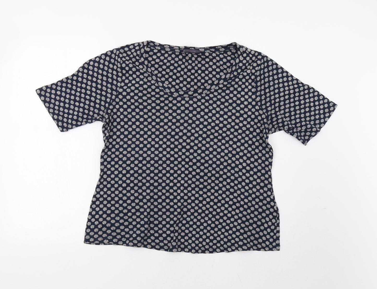 M&S Womens Blue Floral  Basic T-Shirt Size 18